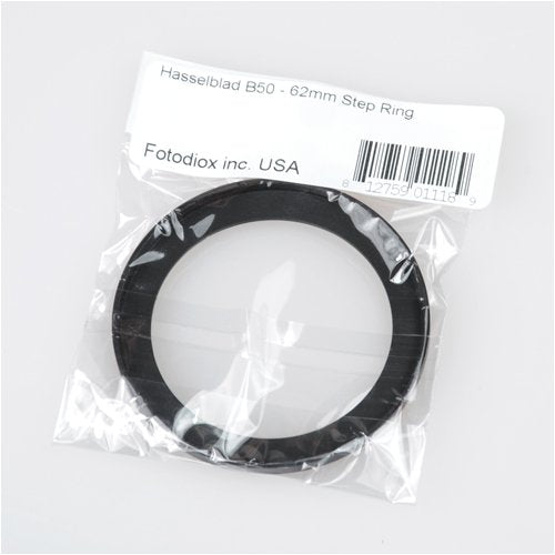 Fotodiox Bayonet 50 B50-62mm Step Up Filter Adapter Ring for Hasselblad, Anodized Black Metal Filter Adapter Ring 50-62mm
