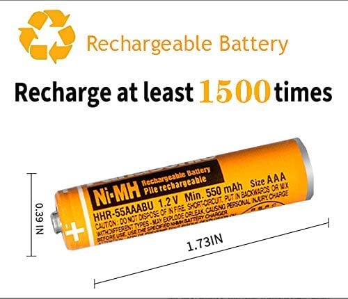 12 Pack HHR-55AAABU NI-MH Rechargeable Battery for Panasonic 1.2V 550mAh AAA Battery for Cordless Phones