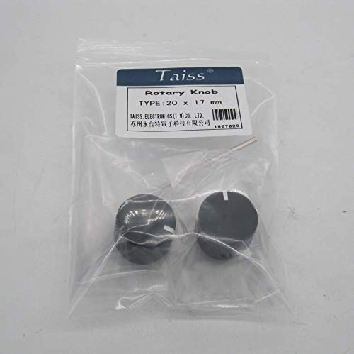 Taiss / 2pcs Black Aluminum Rotary Electronic Control Potentiometer Knob For 6 mm Diameter Shaft, Volume Control Knob, Audio knob, Guitar Knob，Switch Knob, 20mm dia. x 17mm height