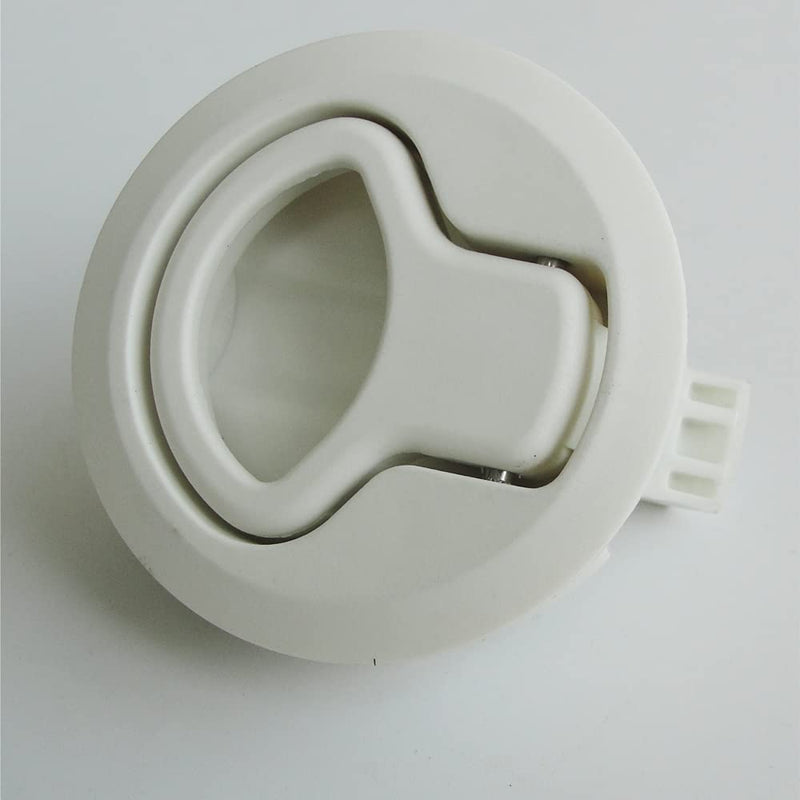 Flush Pull Latch Slam Latch 1/4" Marine Hatch Latch Round for Boat Deck RV Cabinet Door Drawers 2 Pack (Off-White, Non-Locking)