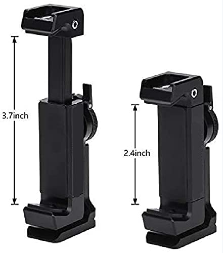 Metal Phone Tripod Mount with Cold Shoe,360 Rotation,Compatible with iPhone 13 12 Pro Max Tripod Mount,Sumsung Smartphone Mount Holder Adapter,Cell Phone Clamp,Video Rig Mount Live Streaming First version