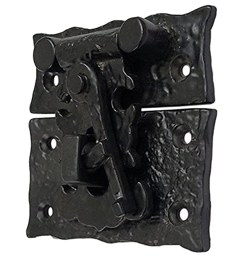 Adonai Hardware 3 Inch"Oshea" Antique Cast Iron Hasp & Staple with Lock for Trunks and Jewellery Boxes - Matte Black Powder Coated, Antique Hardware, Cabinet Hardware 1