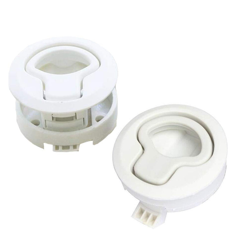 2PCS Boat 2'' Flush Pull Latch Slam Latch Hatch Round Pull Latch White Plastic for RV Boat Door Latches Deck Hatch 1/4'' Door Cabinet Hardware 2 Pieces