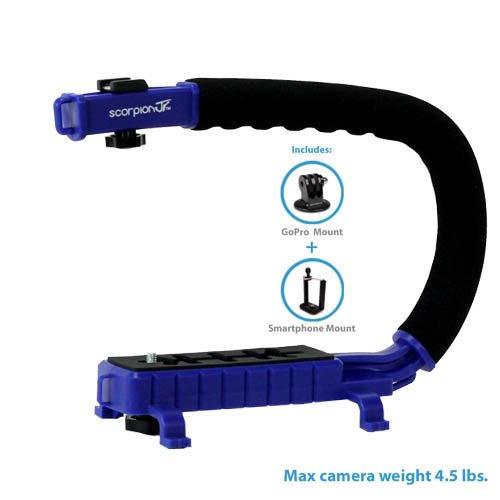 Cam Caddie Scorpion Jr. Limited Edition Collapsible Stabilizing Camera/Smartphone Handle w/Hot Shoe Mount - Blue