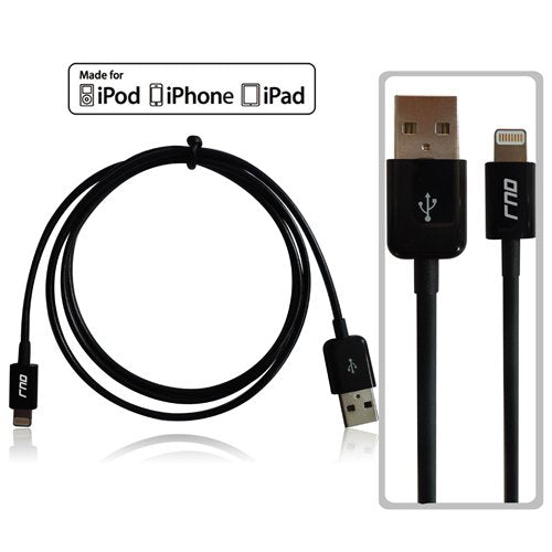 RND Apple Certified Lightning to USB 1.5FT Cable for iPhone (Xs, XS Max, XR, X, 8, 8 Plus, 7, 7 Plus, 6, 6 Plus, 6S, 6S Plus) iPad (Pro, Air, Mini) and iPod (1.5 feet/.5 Meter/Black) Dark Black Standard Packaging