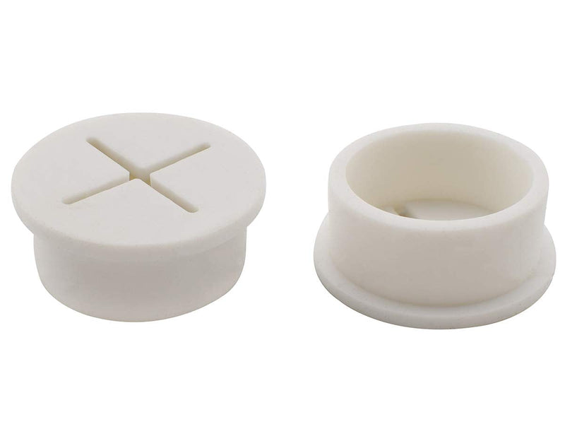 [AUSTRALIA] - DTTRA 2pcs 1 Inch Flexible Silicone Cable Cord Grommet, White Rubber Grommets, Hole Cover Cable Management Wire Organizer for Office Home PC Desk Table, TV Console and Other Furnitures 