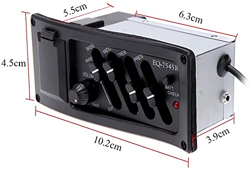 [AUSTRALIA] - Jiayouy Guitar Pickup 4 Band EQ-7545R Preamp Amplifier Equalizer Tuner Piezo Pickup for Acoustic Guitars 