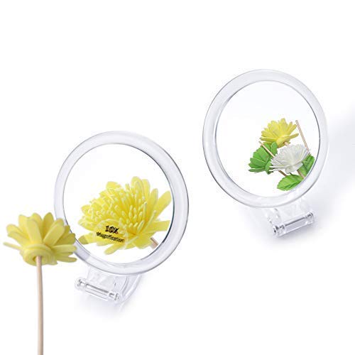 Foldable Handheld 10x Magnifying Travel Mirror - 10x and 1x Magnification, Two sided mirror that has a convenient handle. Perfect for traveling.