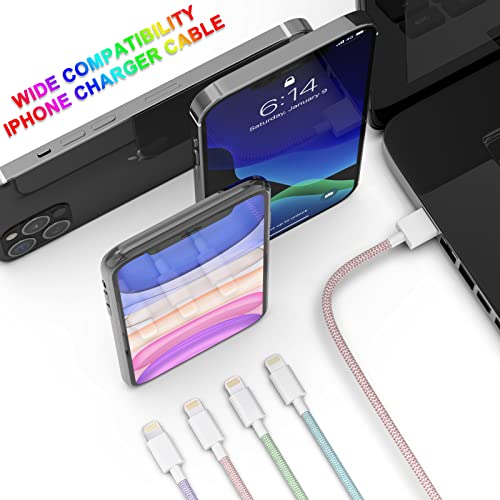 iPhone Charger [Apple MFi Certified] 6Pack 3/3/6/6/6/9 FT Long Lightning Cable Fast USB Charging High Speed Data Cord Compatible iPhone 14 13 12 11 Pro Max XR XS X 8 7 6 Plus SE - Pastel Cute Colors