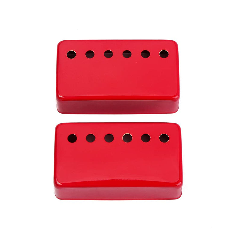 Alnicov Set of 2 Humbucker Guitar Pickup Covers Brass Pickup Covers 50MM/52MM Pole Spacing Fits for LP Les Paul Electric Guitar,Red