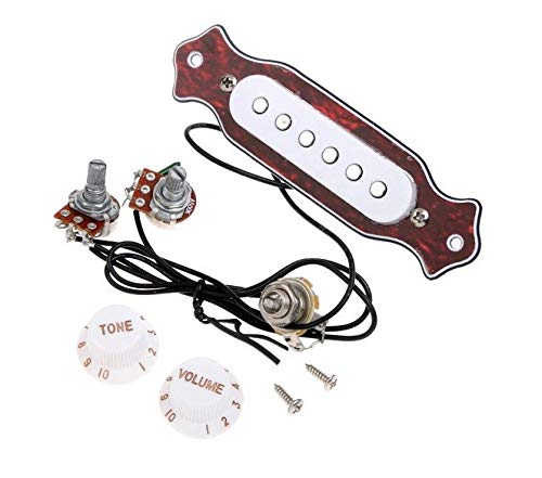 Alnicov Red Chelonian Shell Sound Hole Magnetic Pickup with Tone Volume Knobs for 6 String Folk Acoustic or Electric Guitar