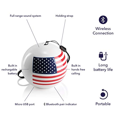 Compact iCute Bluetooth Wireless Speaker - American Flag