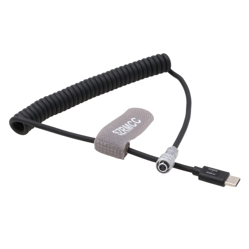 SZRMCC BMPCC 4K 6K SF610 2 Pin to USB C Type-C PD Trigger Coiled Power Cable for Blackmagic Pocket Cinema Camera 4K 6k