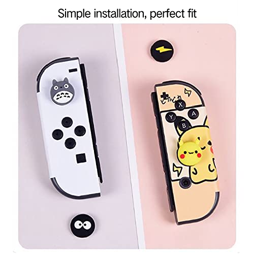 PERFECTSIGHT Cute Thumb Grip Caps 4PCS Compatible with Nintendo Switch & Switch Lite,Soft Silicone Cover for Joy-Con Controller (Black&White)