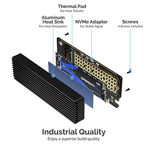 Sabrent NVMe M.2 SSD to PCIe X16/X8/X4 Card with Aluminum Heat Sink (EC-PCIE) M.2 PCIe Card w/ Heatsink