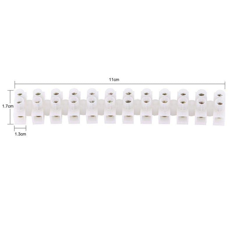 [AUSTRALIA] - Dual Row Screw Terminals Electric Barrier 360V 10A Screw Terminal Block 12-Terminal Strip Block 10 mm 2 Wire 