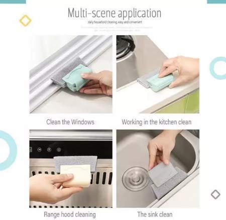 3PCS Creative Door Window Groove Cleaning Brushes,Magic Handheld Grip Crevice Gap Corner Multipurpose Clean Tools Slide Brush Head,Fixed Brush Head Design for Door, Window Slides and Gaps