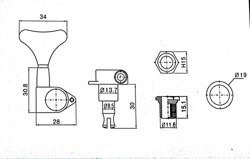 Guyker Guitar Bass Tuners (4 for Right) - 1:17 Ratio Headstock Sealed Tuning Key Pegs Machine Head Replacement for Electric Jazz Bass or Precision Instruments - Chrome 4 for Right