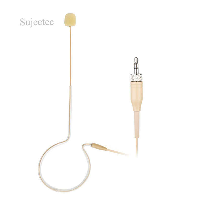 [AUSTRALIA] - Sujeetec Pro Earset Microphone Headset Headworn Microphone Over Ear Condenser Mic for Sennheiser Wireless System Bodypack Transmitter, Ideal for Singing, Presentation, Churches, Lectures – Beige 3.5mm Female Screw Lock Plug(for Sennheiser Only) 