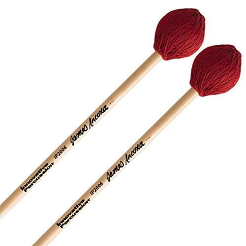 Innovative Percussion IP2006 James Ancona Series Medium Hard Vibraphone/Marimba Mallets, Red Cord Rattan Rattan Handle