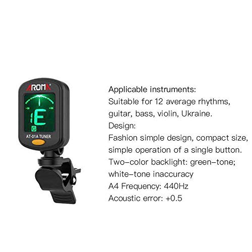 Clip On Guitar Tuner For All Instruments, Ukulele, Guitar, Bass, Mandolin, Violin, Banjo, Large Clear LCD Display For Guitar Tuner. 4pack