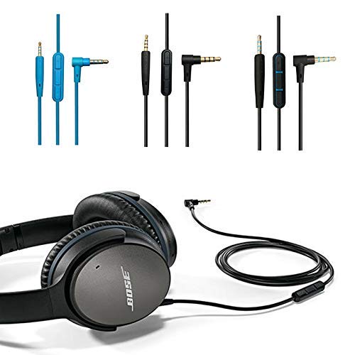 Earla Tec Replacement Audio Cable Cord Extension Wire for Bose QuietComfort QC25 QC35 Headphones with in line Mic Volume Control (Blue) Blue