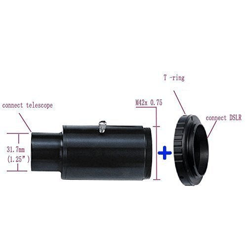 Solomark 1.25 Inch Telescope Camera Adapter with T-Ring for Canon to Take Photos Telescope Camera Adapter+Canon