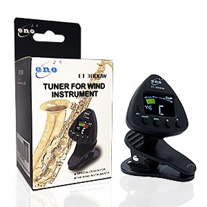 Eno Solid Big Clip-on Professional Wind Instruments Alto Saxophone Tuner, Colorful LCD Display, Saxophone Accessories (Tuner, Black)