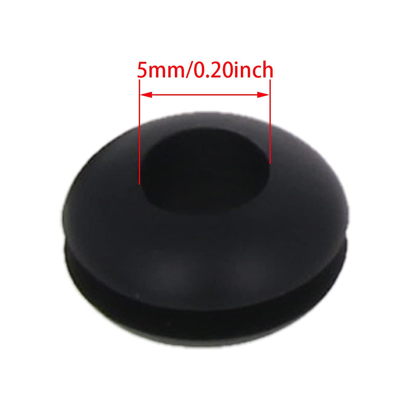 [AUSTRALIA] - Bettomshin 300Pcs 5mm Rubber Grommet 5mm Inner Dia Oil Resistant Armature Rubber Grommets for Wiring Cable Black 