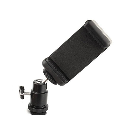 [AUSTRALIA] - 360° Ball Head Hot Shoe Adapter Mount + Cell Phone Holder Clip for DSLR Camera 