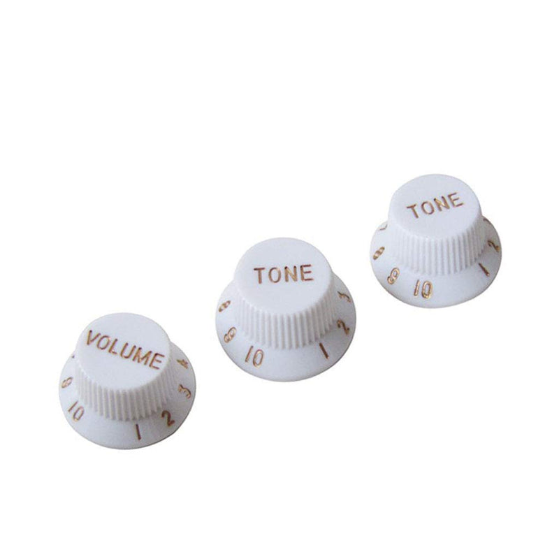 Alnicov Guitar Control Knobs 1 Volumn 2 Tone Fits Metric Pots Knobs Compatible For Fdstrat Stratocaster Style Electric Guitar Parts. (White)