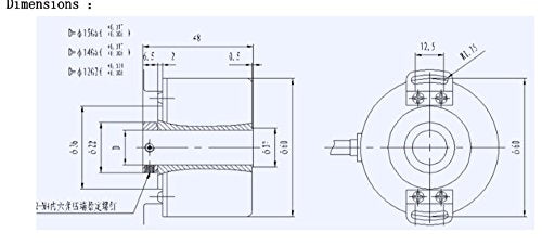 60mm Outer Diameter 12mm Aperture Hollow Shaft Rotary Encoder Push Pull Output 5V~26V 1024P/R