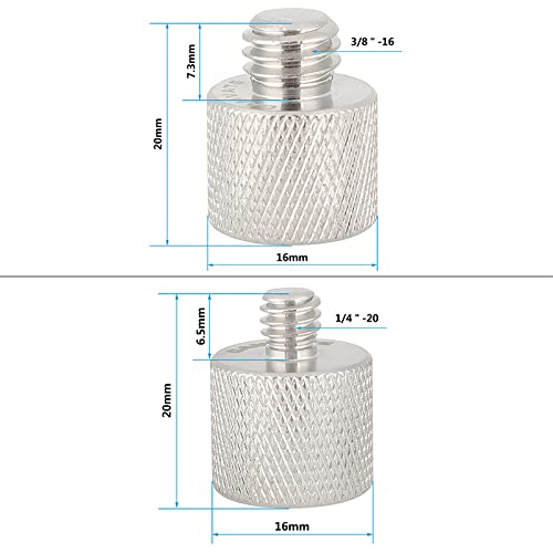 CAMVATE 1/4" Female to 3/8" Male & 3/8"-16 Female to 1/4"-20 Male Screw Adapter for Tripod and Camera and Qr Plate/Adapter Brass - 0910