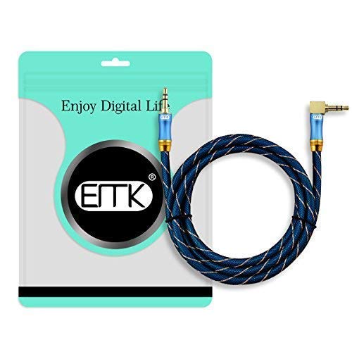 [AUSTRALIA] - 90 Degree Right Angle Aux Cable - [24K Gold-plated,Sound Quality]EMK Audio Stereo Male to Male Cable for Laptop, Tablets, MP3 players,Car/Home Aux Stereo, Speaker or More (4Ft/1.2Meters) 4Ft/1.2Meters 