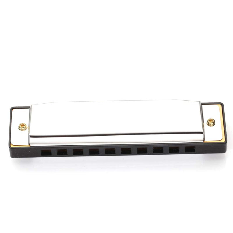 MZY1188 10 Hole Harmonicas Key of C,Stainless Steel Harmonica 10 Holes Key of C Musical Instrument Stainless Steel with Case