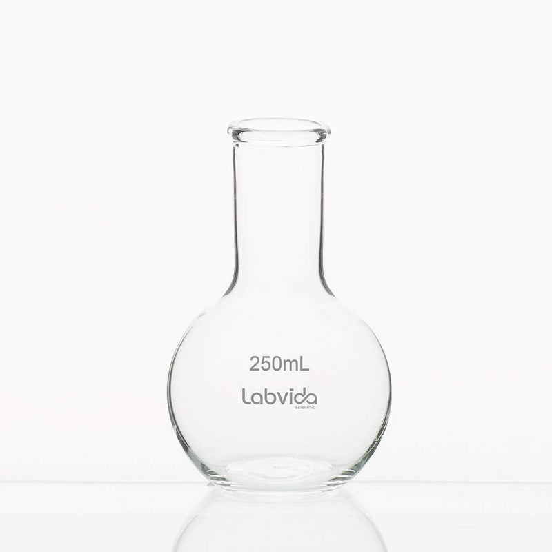 Labvida 4pcs of Glass Boiling Flasks of Flat Bottom, Vol.250ml, Borosilicate 3.3 Glass, LVD001 Vol. 250ml , Pack of 4