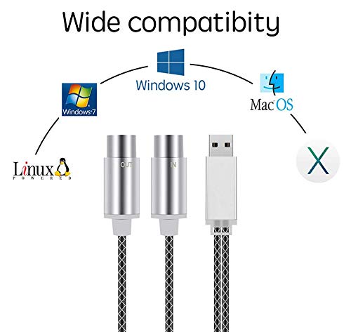 Top-Longer USB MIDI Cable Upgrade Professional USB in-Out MIDI Cable Adapter Music Keyboard Piano to PC Laptop MIDI to USB Interface Converter for Windows,Vista, Mac OS -6,23 ft / 1,9 m