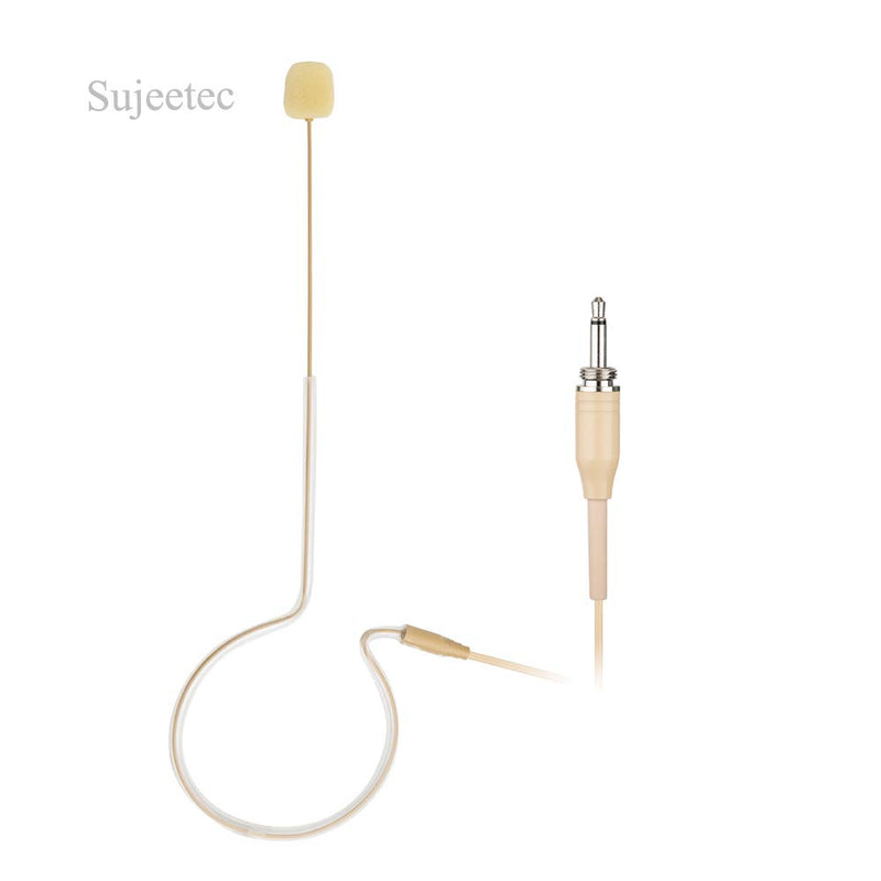 [AUSTRALIA] - Sujeetec Pro Earset Microphone Headset Headworn Microphone Over Ear Condenser Mic for Wireless System Bodypack Transmitter, Ideal for Singing, Presentation, Churches, Lectures – Beige 3.5mm Male Screw Lock Plug 