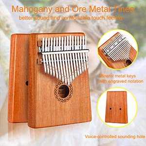 Kalimba Thumb Piano, OwnZone Kalimba17 Keys Thumb Piano with Study Instruction & Tune Hammer, Portable Musical Instrument Mbira Wood Finger Piano Christmas Gift for Music Fans Kids Adults Beginners