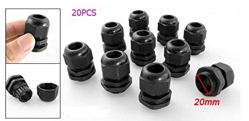 BLS 20 Pcs Black Plastic Waterproof Connectors Cable Glands M20 x 1.5