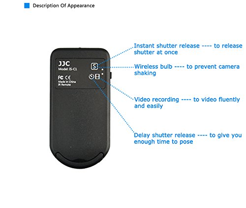 JJC Wireless Infrared Shutter Release Remote Control for Canon Rebel T7i T6i T5i T4i T3i SL1 EOS R5 R6 7D Mark II 6D Mark II 5D Mark IV III 5DS 90D 77D 80D 70D M6 M5 M3 Replaces Canon RC-1/RC-6 Remote Replace Canon RC-6