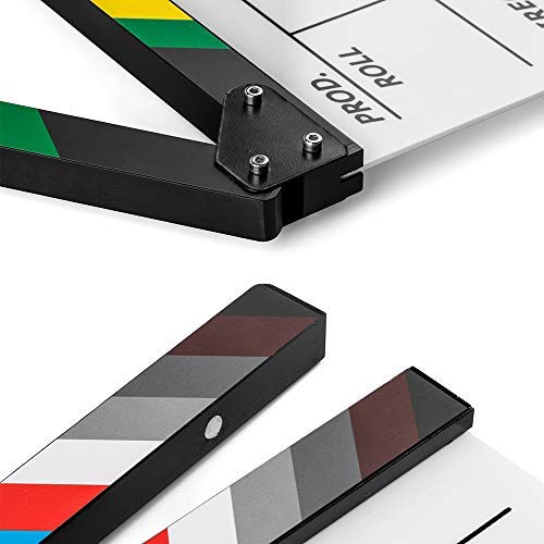 Sedremm Dry Erase Director's Film Movie Clapperboard Slate for Film TV MovieCut Action Scene (10x12in/24.5x30cm),Black Black Clapboard and White/Black Stick