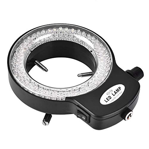 Microscope Camera Ring Lamp 144 LED Beads Light Source Brightness Adjustable Variable Control Shadowless Lighting(US Plug 110‑220V (White))