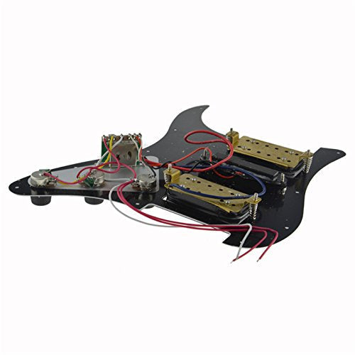 JIUWU HSH Loaded Pickguard Black Wired Plate for Fender Strat Guitar Replacement