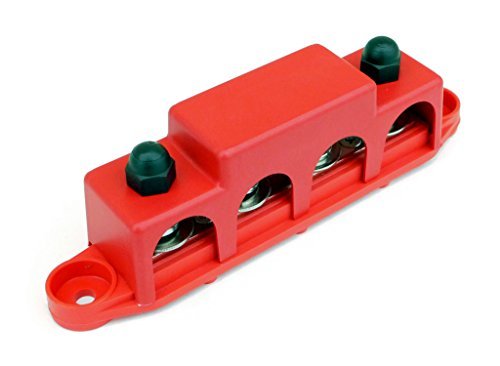Bay Marine Supply Busbar ‚Äì 4-Post Stainless Steel 3/8" Stainless Power Distribution Block - 250A Rating - Red Large 4-Post 3/8" (250A)