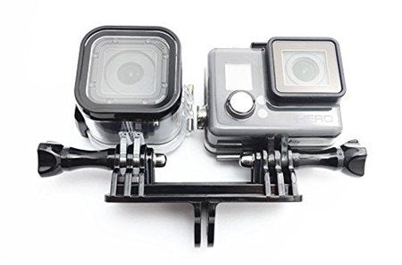 Nechkitter Dual Twin Mount Adapter for GoPro Hero 3+ 4 5 6 7 8 9 Compatible with Housing Monopod dual mount
