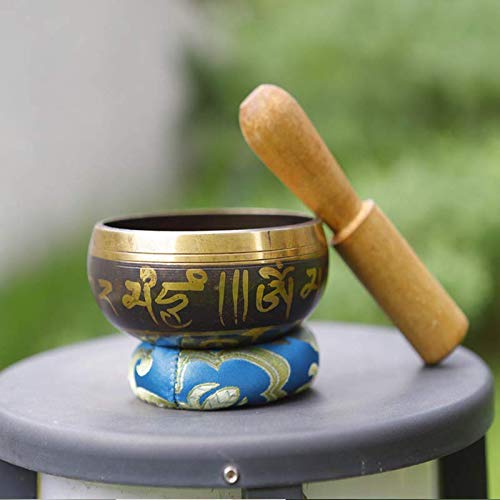 Tibetan Singing Bowls Set Hand Crafted Meditation Sound Bowl Handcrafted In 3 1/2 Inch Nepal With Dual Surface Mallet and Silk Cushion for Yoga Healing and Mindfulness