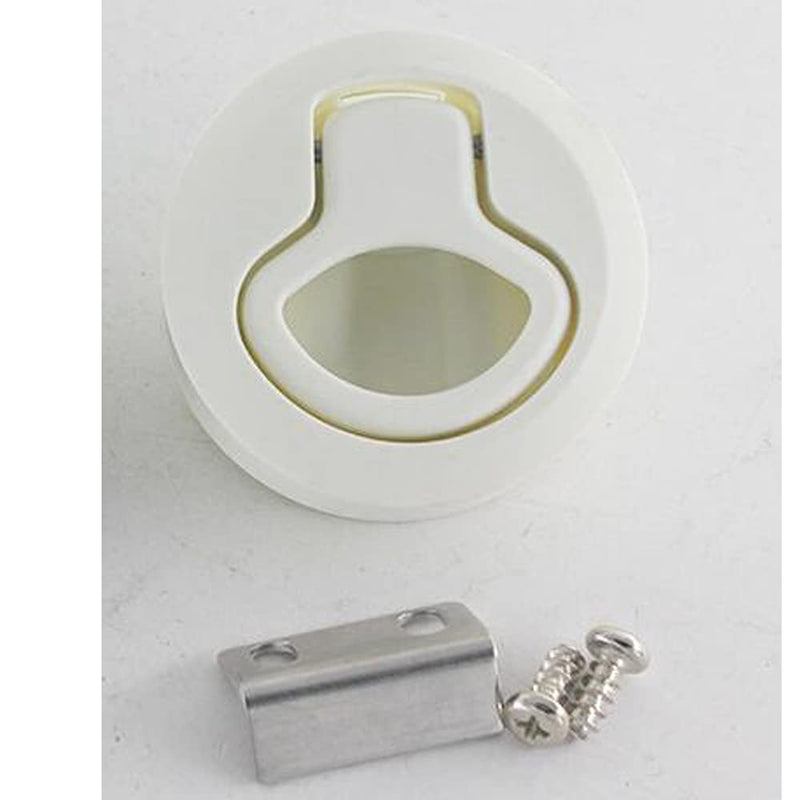 Flush Pull Latch Slam Latch 1/4" Marine Hatch Latch Round for Boat Deck RV Cabinet Door Drawers 2 Pack (Off-White, Non-Locking)