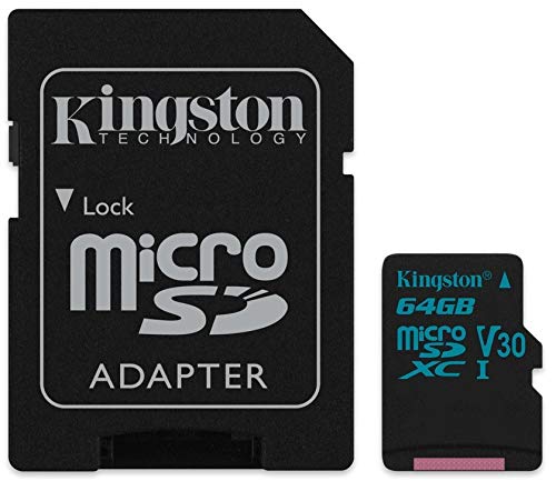 Kingston 64GB SDXC Micro Canvas Go! Memory Card and Adapter Works with GoPro Hero 7 Black, Silver, Hero7 White Camera (SDCG2/64GB) Bundle with (1) Everything But Stromboli TF and SD Card Reader 64GB Class 10