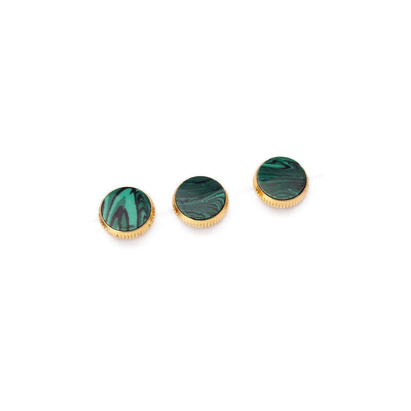 Alnicov Gold Plated Stone Inlays Trumpet Finger Buttons for Trumpet Replacement Green Set of 3